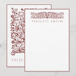 Tarjetas de nota Patrón botánico elegante de época