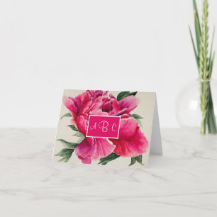 Tarjetas de nota personalizada de flores peones ro