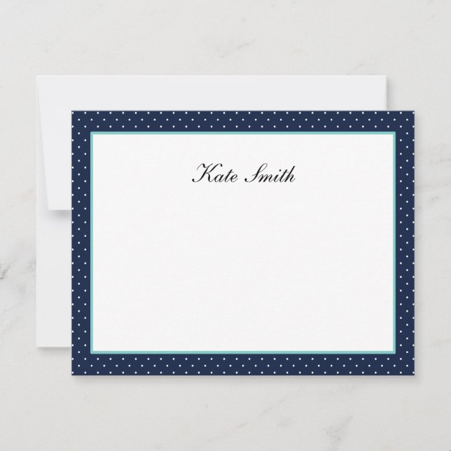 Tarjetas de nota personalizadas - Azul marino y Aq (Anverso)