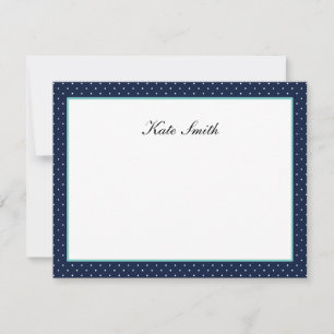 Tarjetas de nota personalizadas - Azul marino y Aq