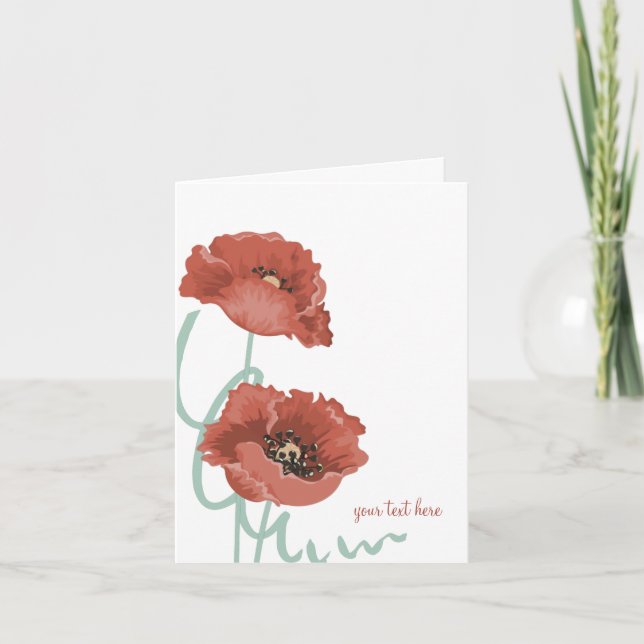 Tarjetas de nota personalizadas de Red Peonies (Anverso)