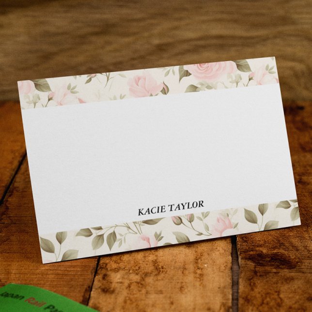Tarjetas de nota personalizadas Rubor Floral Beige (Subido por el creador)