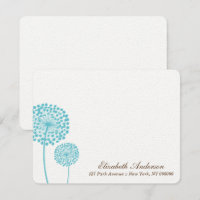 Tarjetas de nota plana Aqua Dandelions Sweet