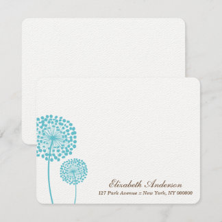 Tarjetas de nota plana Aqua Dandelions Sweet