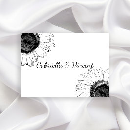 Tarjetas de nota plana de Boda de girasol blanco y