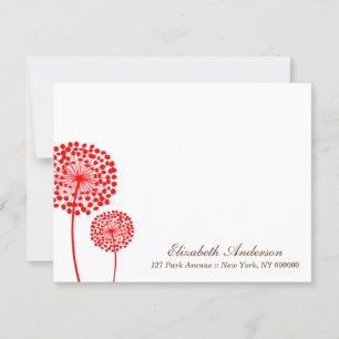 Tarjetas de nota plana de Dandelions Rojas
