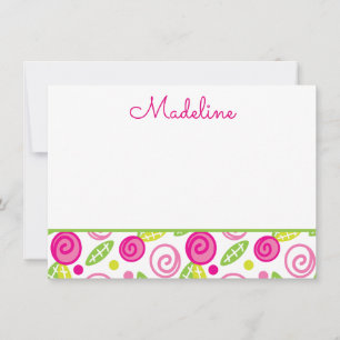 Tarjetas de nota plana personalizada con floral ro