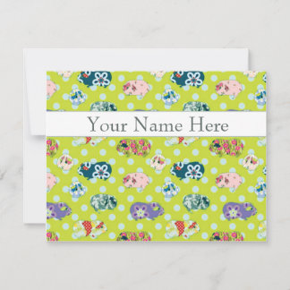 Tarjetas de nota plana personalizadas - Cerdos de