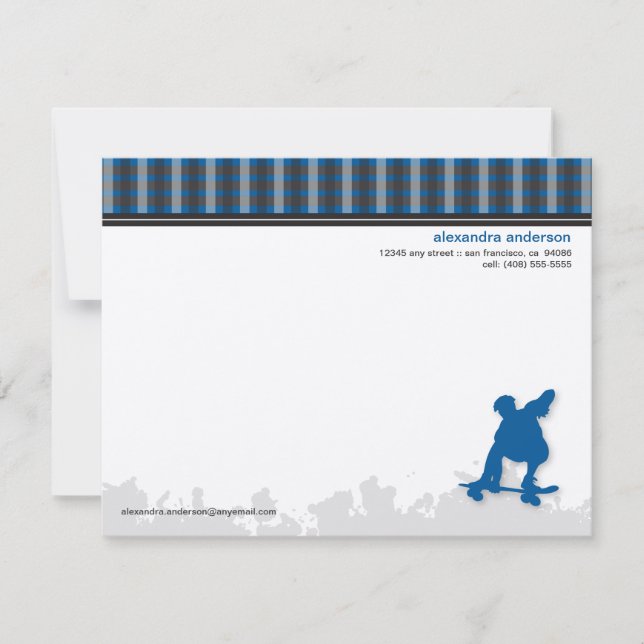 Tarjetas de nota plana personalizadas Skater Boy ( (Anverso)