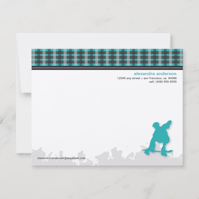 Tarjetas de nota plana personalizadas Skater Boy ( (Anverso)