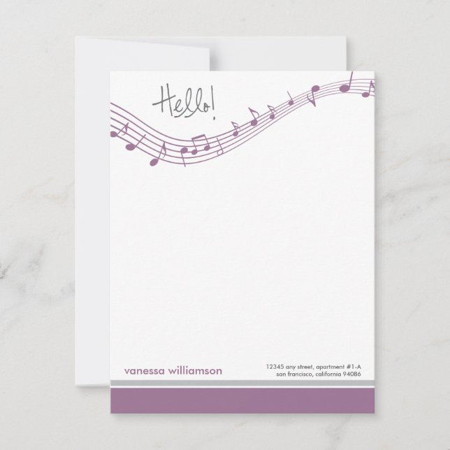 Tarjetas de nota plana Personalizado Music Notes ( (Anverso)