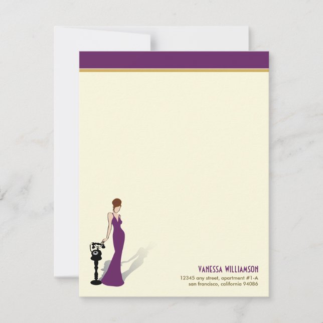 Tarjetas de nota plana Personalizado Retro Diva (p (Anverso)