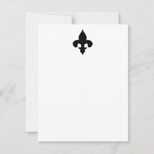 Tarjetas de nota planas de la flor de lis negra