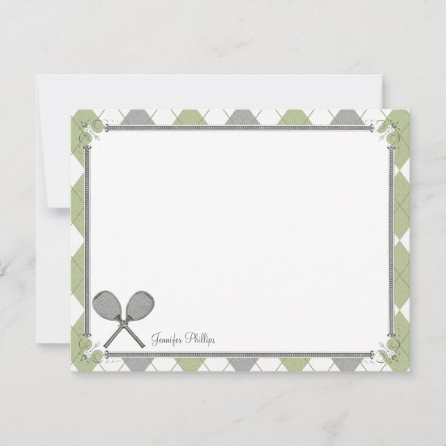 Tarjetas de nota planas personalizadas tenis del (Anverso)