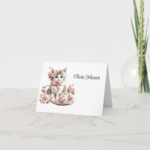 Tarjetas de nota plegadas con nombre personalizado
