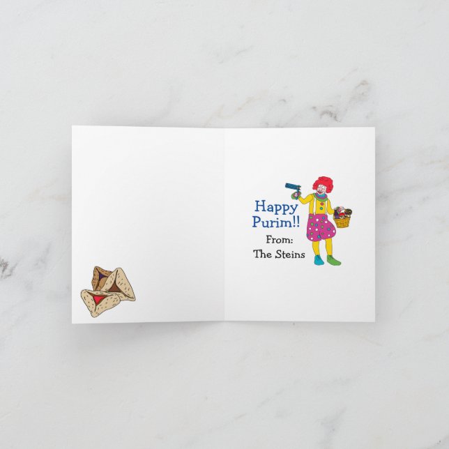 Tarjetas de nota plegadas Happy Purim (Interior)