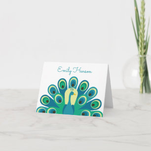 Tarjetas de nota plegadas personalizadas de pavo r