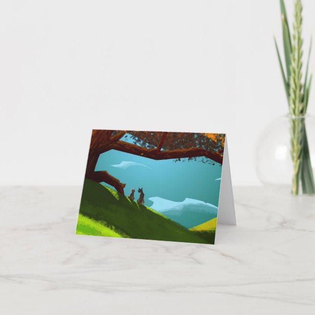 Tarjetas de nota rojas de los árboles (Anverso)