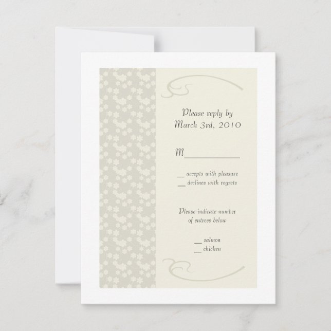 Tarjetas de nota RSVP de boda floral crema de lujo (Anverso)