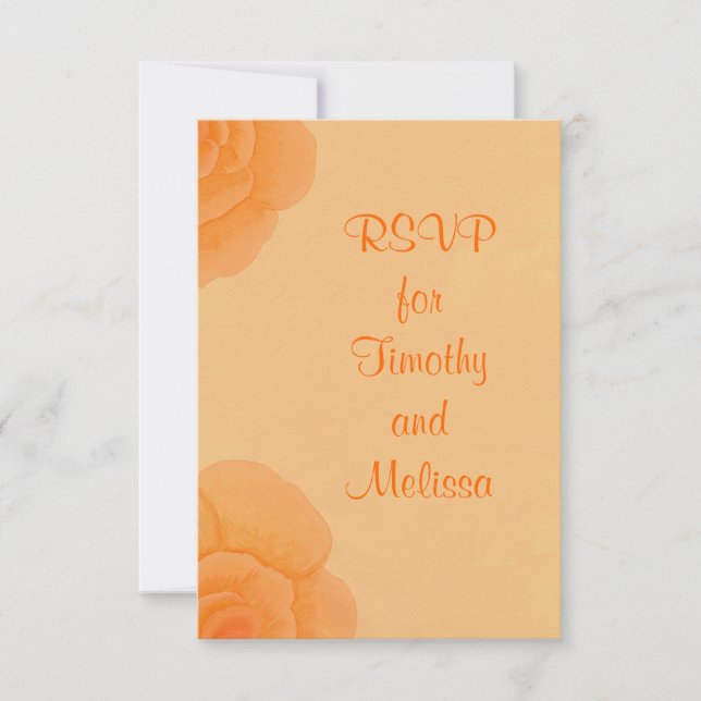 Tarjetas de nota RSVP, Rosas Naranjas desfasados (Anverso)