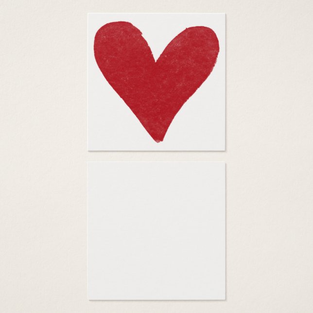 Tarjetas de nota Sencillas, Rojas, Acuarelas Coraz (Anverso y reverso)