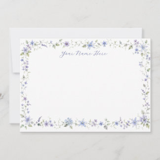 Tarjetas de notas azules personalizadas de flores 