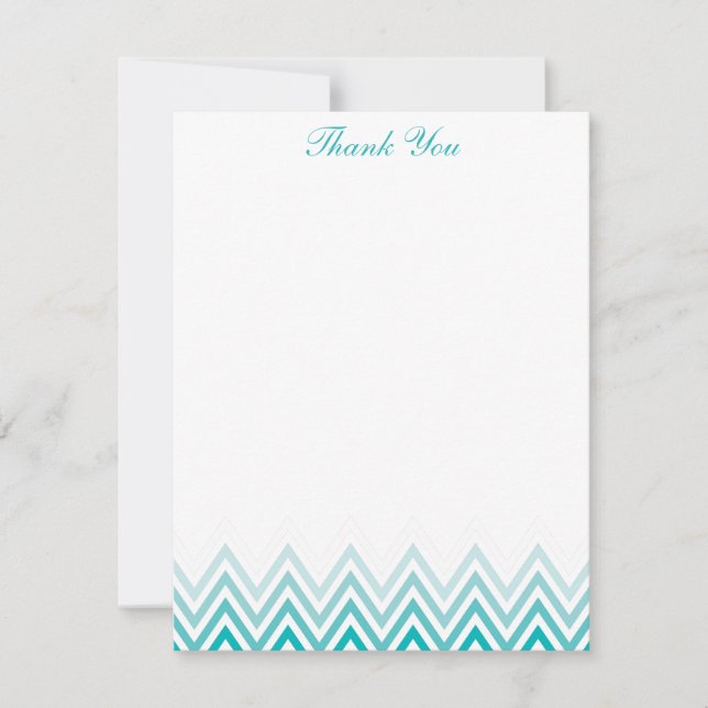 Tarjetas de notas Chic Aqua Ombre Chevrons (Anverso)