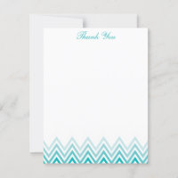 Tarjetas de notas Chic Aqua Ombre Chevrons