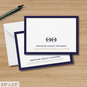Tarjetas de notas comerciales de Navy Blue y Gold 