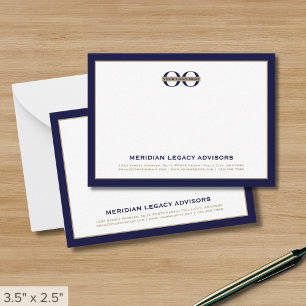 Tarjetas de notas comerciales de Navy Blue y Gold 