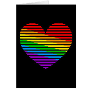 Tarjetas de notas con corazón de rayas de arcoíris