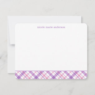 Tarjetas de notas con estampado de cuadros lavanda