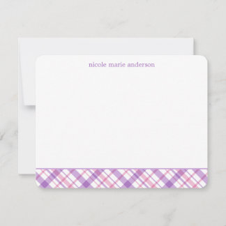 Tarjetas de notas con estampado de cuadros lavanda