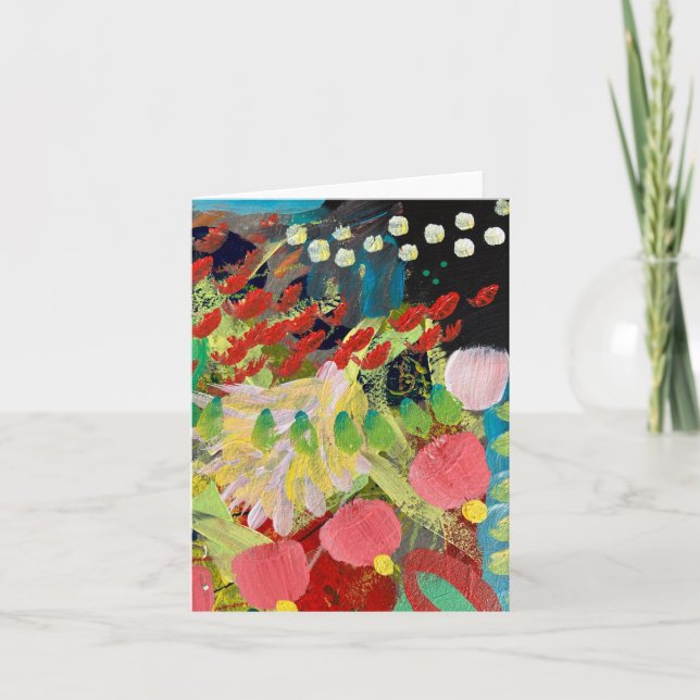 Tarjetas de notas con flores en diseño nocturno (Anverso)