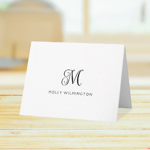 Tarjetas de notas con monograma de letra elegante 
