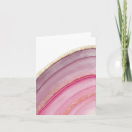 Tarjetas de notas de ágata rosa y dorada