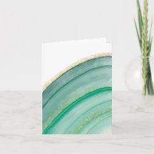 Tarjetas de notas de ágata verde y dorada