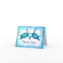 Tarjetas de notas de agradecimiento a la tortuga m