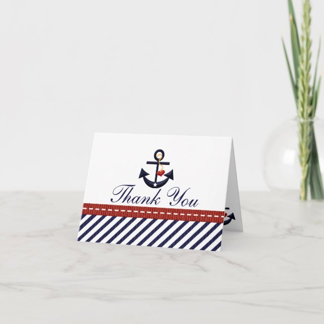 Tarjetas de notas de agradecimiento de anclaje náu (Anverso)
