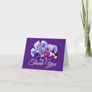 Tarjetas de notas de agradecimiento Purple Pansies