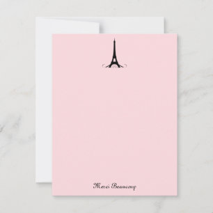 Tarjetas de notas de agradecimiento rosado de Parí