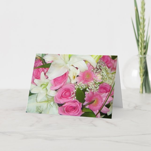 Tarjetas de notas de Boda rosa y blanco (Anverso)