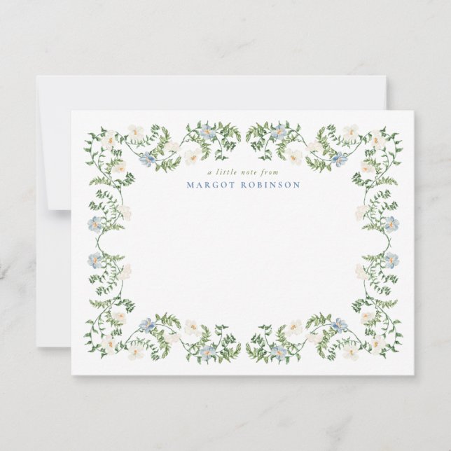 Tarjetas de notas de borde botánico elegante (Anverso)