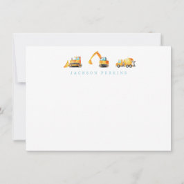 Tarjetas de notas de camiones de construcción para