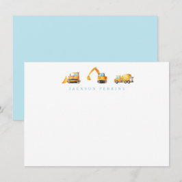 Tarjetas de notas de camiones de construcción para