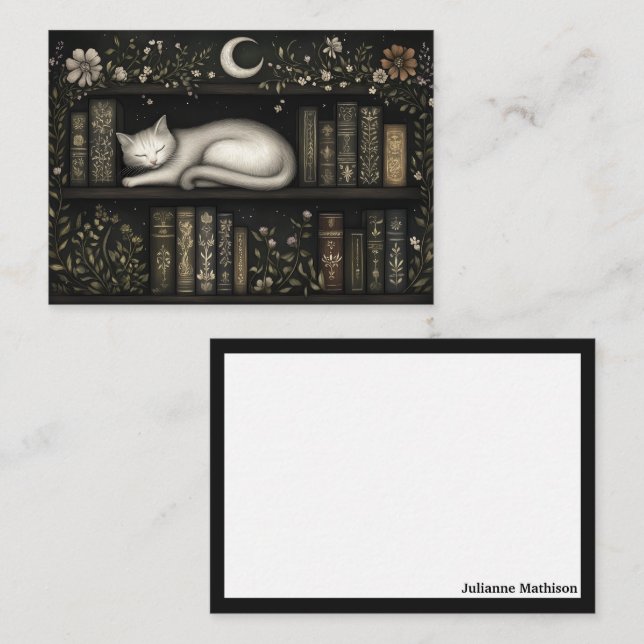Tarjetas de notas de Celestial Cat Bookish (Anverso / Reverso)