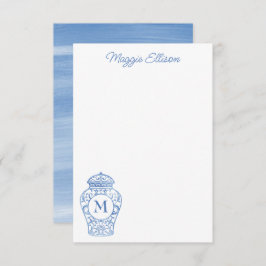 Tarjetas de notas de Chinoiserie Monogrammed Ginge