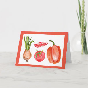 Tarjetas de notas de cocina de verduras del Chef e