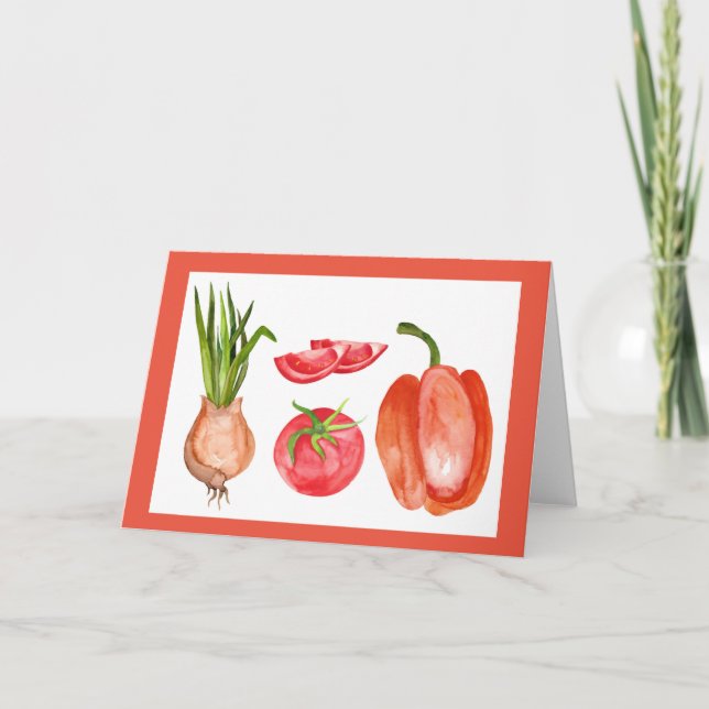 Tarjetas de notas de cocina de verduras del Chef e (Anverso)