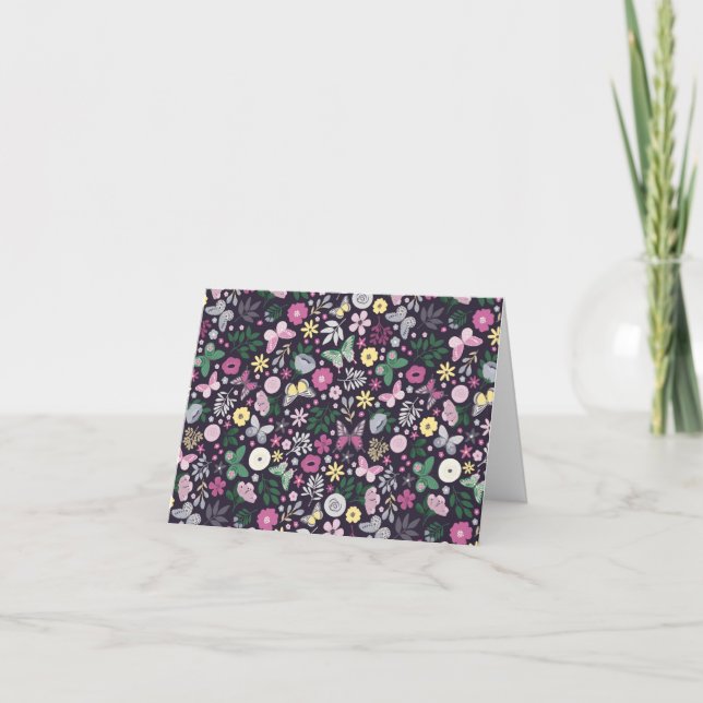 Tarjetas de notas de diseño de calico floral de bo (Anverso)
